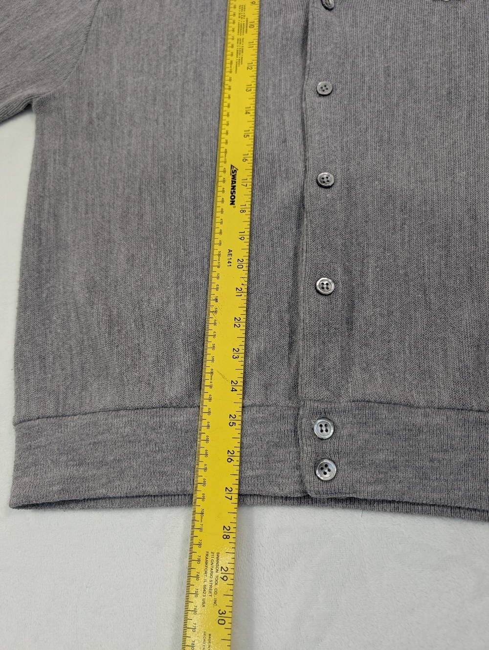 Vtg 80s IZOD Lacoste Gray Cardigan Sweater | Made in USA | Large - Picture 8 of 9
